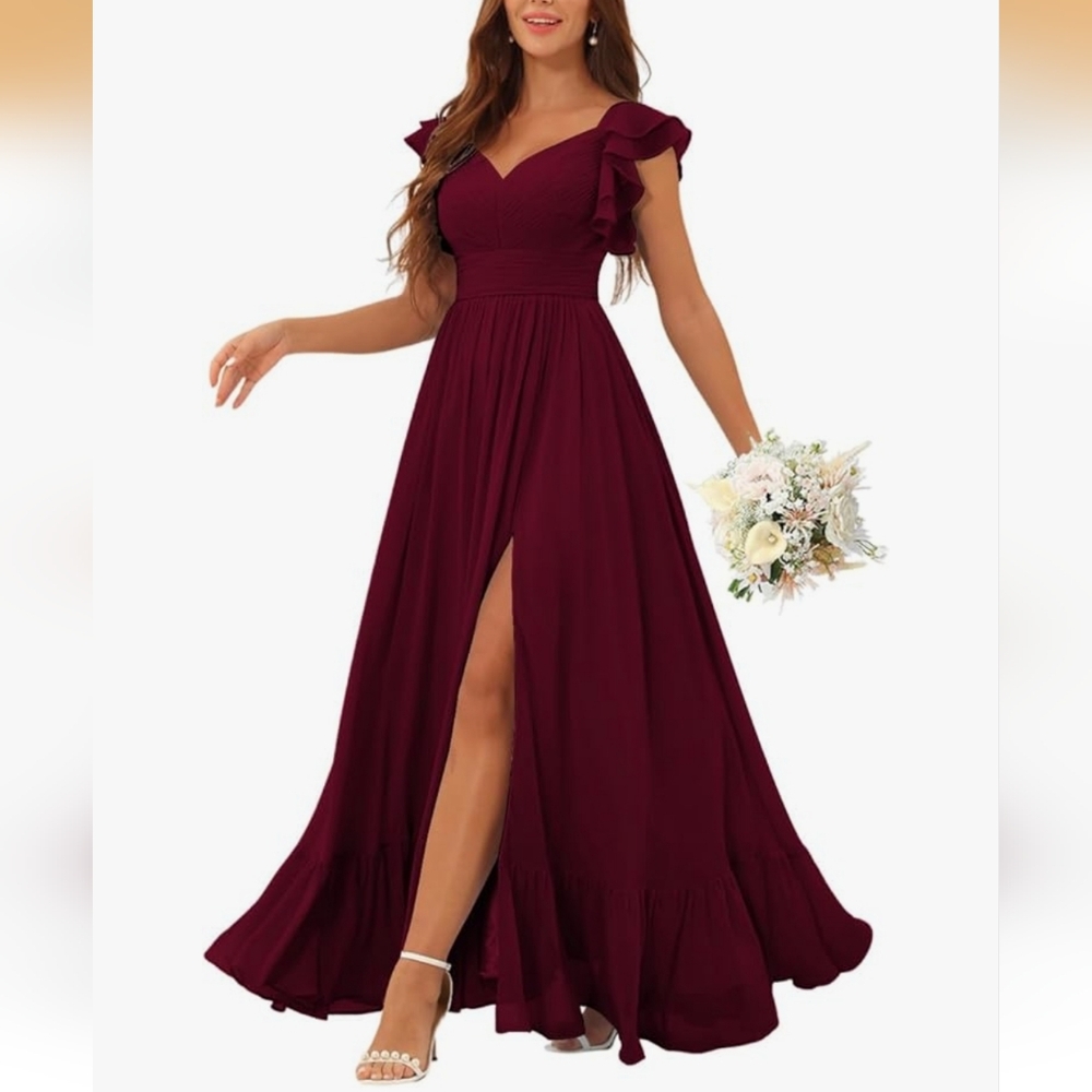 Elegant Burgundy Evening Gown